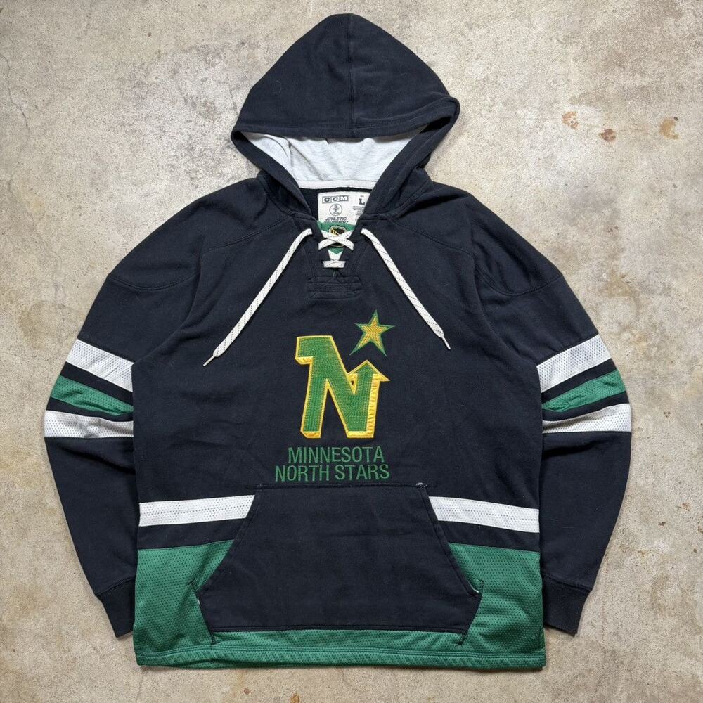 VTG Y2K CCM NHL Minnesota North Stars Hockey Hoodie Size L